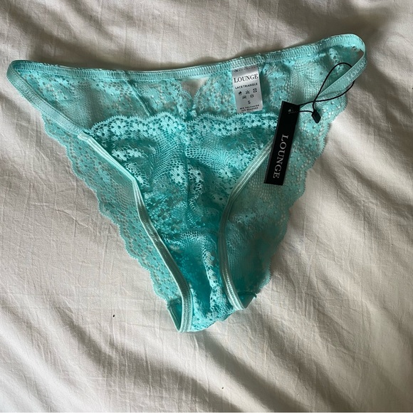 *SET* *NWT* Lounge Underwear AQUA BLUE LACE TRIANGLE BRALETTE (M) & BRIEFS (S) - Picture 6 of 8